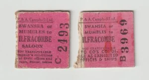 2x Boleto de Vapor P&A Campbell Swansea o Mumbles a Ilfracombe Retorno Edmondson - Imagen 1 de 1