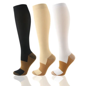 3pair Compression Socks Women Men Extra Wide Calf 20-32Mmhg Knee High plus Size - Picture 1 of 12