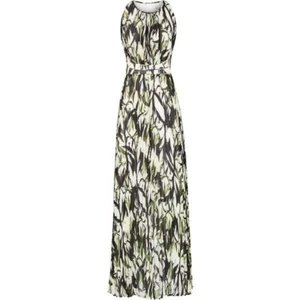 Reiss Winnie Printed Pleated Maxi Dress Size 2 Green Leaves Cocktail Evening - Picture 1 of 10