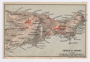 1904 MAPPA ANTICA ORIGINALE DELL'ISOLA DI CAPRI / ISOLA DI CAPRI / ITALIA - Foto 1 di 3