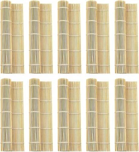 Leefone 10 Pcs 9.5" X 9.5" Natural Bamboo Sushi Rolling Mat - Picture 1 of 6
