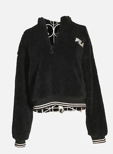 Fila Jumper Women Large Fleece Half Zip High Neck Pockets Black Size L - Picture 1 of 14