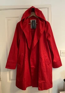 NWT £169 FOUR SEASONS Red A-Line Cloak Cape Trench Raincoat Mac Jacket, M, 12-14 - Picture 1 of 14
