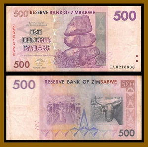 Zimbabwe 500 Dollars, 2007 P-70 Replacement Circulated (Cir) - Picture 1 of 1