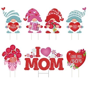 7 Pieces Mother's Day Yard Signs Decorations with Stakes Happy Mothers Day Ou... - Picture 1 of 7