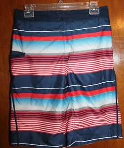 ARIZONA JEAN Boys' 18-20 SWIMMING SHORTS / TRUNKS (Red/White/Blue Stripe) perfec - Picture 1 of 2