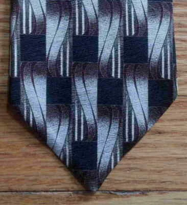 Monterey Bay J. Blades & Co. Tie Silk Black Maroon Ivory Geometric NIB t1656  - Image 1 of 4