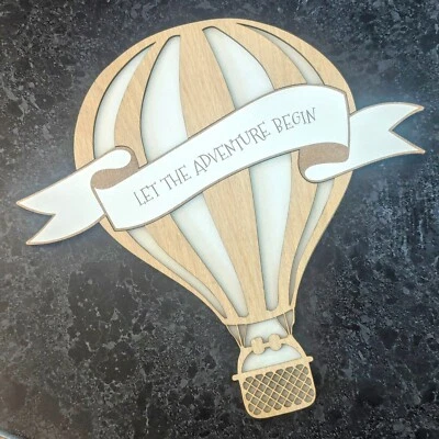 Personalised Hot Air Balloon Nursery Bedroom Door Wall Sign 3D Removable Banner - Image 1 of 4