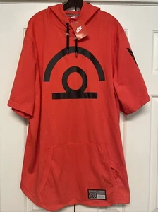 Nike Air Pivot Mens XXL Pullover Short Sleeve Orange Basketball Hoodie - NWT - Picture 1 of 9