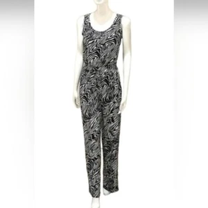 Calvin Klein Jumpsuit Damen Gr. 8 schwarz weiß Zebra ärmellos Gummibund - Bild 1 von 5