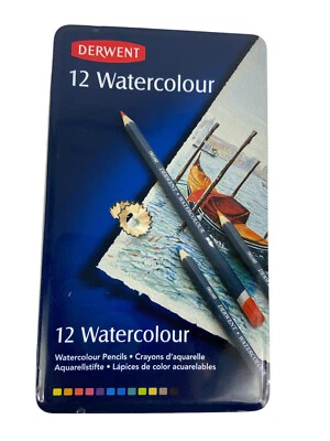 Derwent Set of 12 Watercolour Color Pencils Draw Paint England Crafts Art - Image 1 of 4
