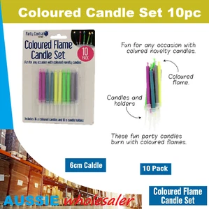 Au 6cm Flame CANDLES PACK OF 10 BIRTHDAY PARTY SUPPLIES with holders - Picture 1 of 1