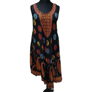 Vestido Melishaa Ligero Boho Hippie Festival Estampado Dobladillo Asimétrico Talla Libre - Imagen 1 de 11