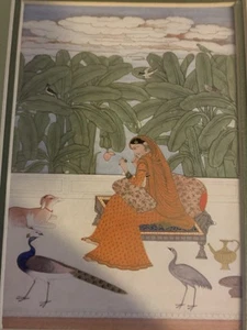 Hindu  Miniature print good condition damaged frame Ragini Asavari 1800s   - Picture 1 of 12