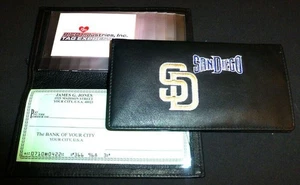 SAN DIEGO PADRES Black leather embroidered Checkbook Cover - Picture 1 of 1