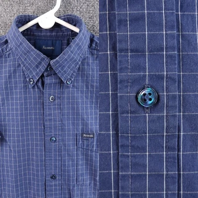 Faconnable Mediana Manga Corta Abotonada Check Club Azul Bolsillo Para Hombres Francés Foto 1 de 4