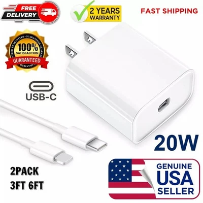 2 Pack Fast Wall Charger For iPhone 14 13 12 11 Pro Max Plus X XR XS 8 7 6 iPad - Image 1 of 4