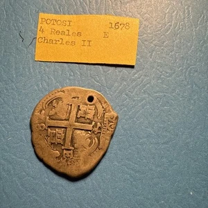 Potosi COB. 1678 4 R E Charles 11 Very Rare $1000 - Picture 1 of 8