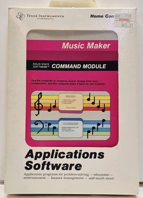 Music Maker 1980 Retro Game Cartridge Manual Box Texas Instruments TI-99/4A CIB - Image 1 of 4