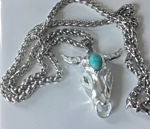 Edelstahl- Halskette  " BÜFFEL " Türkis - Bild 1 von 7