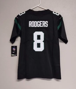 YOUTH NEW YORK JETS Aaron Rodgers #8 Black Stitched Jersey SZ M (10/12) NWT - Picture 1 of 3