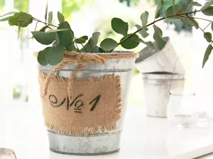 VERZINKTER EIMER KRÄUTER PFLANZGEFÄSS HALTER TOPF HOCHZEIT GESCHENKIDEE ZUHAUSE WEIHNACHTEN - Bild 1 von 8