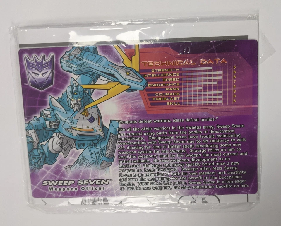 Transformers Botcon Sweep Seven TFCC Tech Spec & Instructions Bio Card - Image 1 of 1