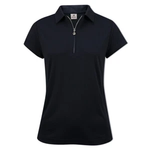 Daily Sports Ladies Cap Sleeve Polo with Zip-Neck in Dark Navy Blue - Picture 1 of 5