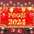 Graduation Party Decorations Banner, Red Gold Prom 2024 Congrats Grad Banner ...