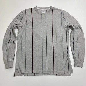 Camisa de tela de práctica Noah NYC para hombre XL gris a rayas manga larga algodón cuello redondo - Imagen 1 de 14