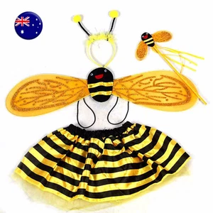 Girl Kid Child Fancy bee Bumblebee Halloween headband skirt Costume set WING HOT - Picture 1 of 12
