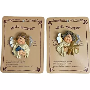 2 Adornos de Navidad Boyds Osos Ángel Susurros Prendedores Oraciones Usables NUEVO - Imagen 1 de 5