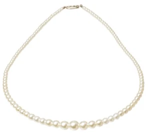 16 Inch Classic Graduated Simulated Czech Pearl Necklace Bridal jewellery - Picture 1 of 4