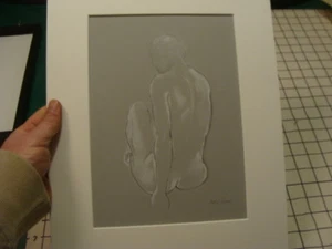 Vintage original LESLIE SNOW (Feron) Art - NUDE LADY BACK SITTIN- SIGNED undated - Picture 1 of 6