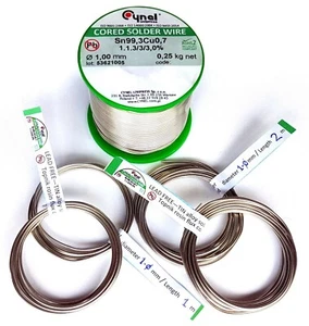 Solder LEAD FREE Rosin cored Sn99.3/Cu0.7 CYNEL ULTRA Quality 0.7 1.0 mm-ref:959 - Picture 1 of 11