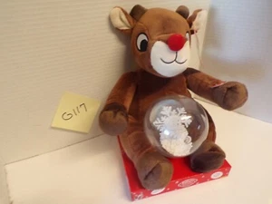 Musical Rudolph El Reno Nariz Roja Globo de Nieve Giratorio Ortografía Palabras de Navidad  - Imagen 1 de 2