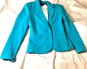 H&M Lady Turquoise 100% Cotton Long Sleeve Blazer, sz 8, NWT(C measurements) - Picture 1 of 5