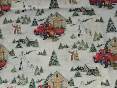 SUSAN WINGET  Cotton Fabric -  "SKI LIFT TRUCK" Winter Fabric - 44" X 36" - Image 1 of 3