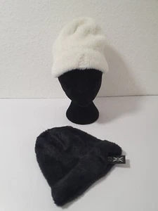 KANGOL Faux Fur Beanie Hut Mütze Anglerhut Fischerhut Schwarz Weiß Unisex NEU - Bild 1 von 16