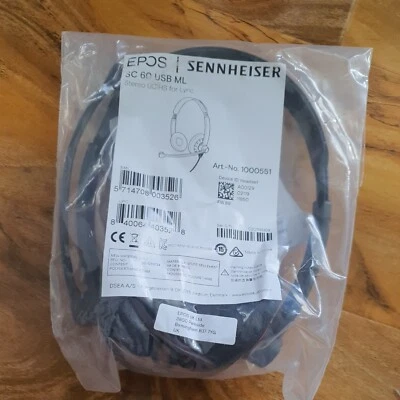 EPOS IMPACT SC 60 USB ML Stereo UC Headset for Microsoft Lync 504547 NEW 1000551 - Image 1 of 4