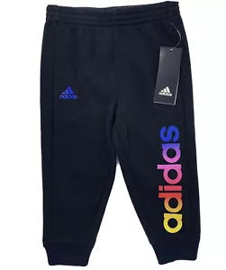 Neu mit Etikett Adidas Junge Mädchen 2T schwarz Regenbogen Logo Joggerhose - Bild 1 von 5