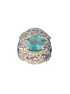 Sima K Gemstone London Blue Topaz Amethyst Sterling Silver Statement Ring Sz 8 - Picture 1 of 11