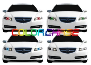 Color Chasing LED Headlight Flow Halo kit for Acura TL 04-08 - Picture 1 of 10