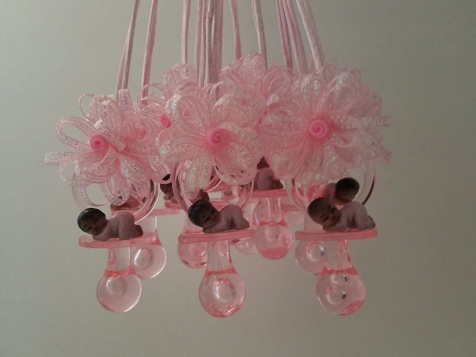 12 Pacifier Necklaces African American Baby Shower Game Favors Prizes Girl Decor - Image 1 of 4