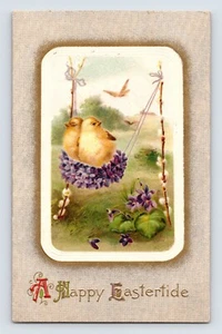 Postcard Easter Chicks Violet Swing 1910 Posted Divided Back Glen Ridge NJ - Picture 1 of 2