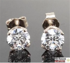 2.5ct Genuine Lab Diamond Coated Created Solid 14K White Gold Earrings Stud - Picture 1 of 1