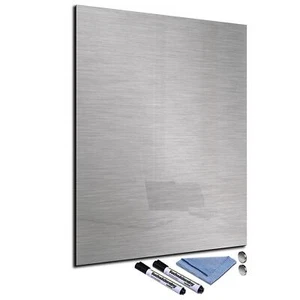 Glas-Magnettafel 60x80 Pinnwand Wand mit Zubehör Whiteboard Edelstahl-Optik Grau - Bild 1 von 4