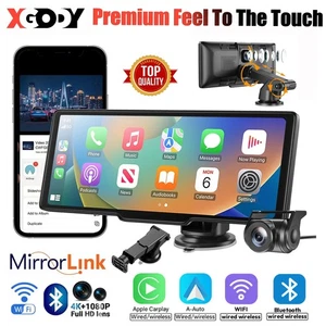 XGODY 10.26" 4K+1080P Dash Cam DVR With Wireless Apple CarPlay & Android Auto - Picture 1 of 15