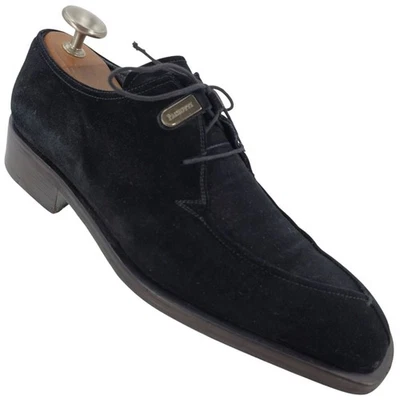 Cesare Paciotti Italia Hombres 10 Zapatos de Vestir Negro Gamuza Cuero Puntera Cuadrada Derby Foto 1 de 4