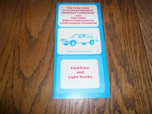 1982 FORD Maintenance/Warranty Programn & Cash Bonus Program Flyer - Vintage - Picture 1 of 3
